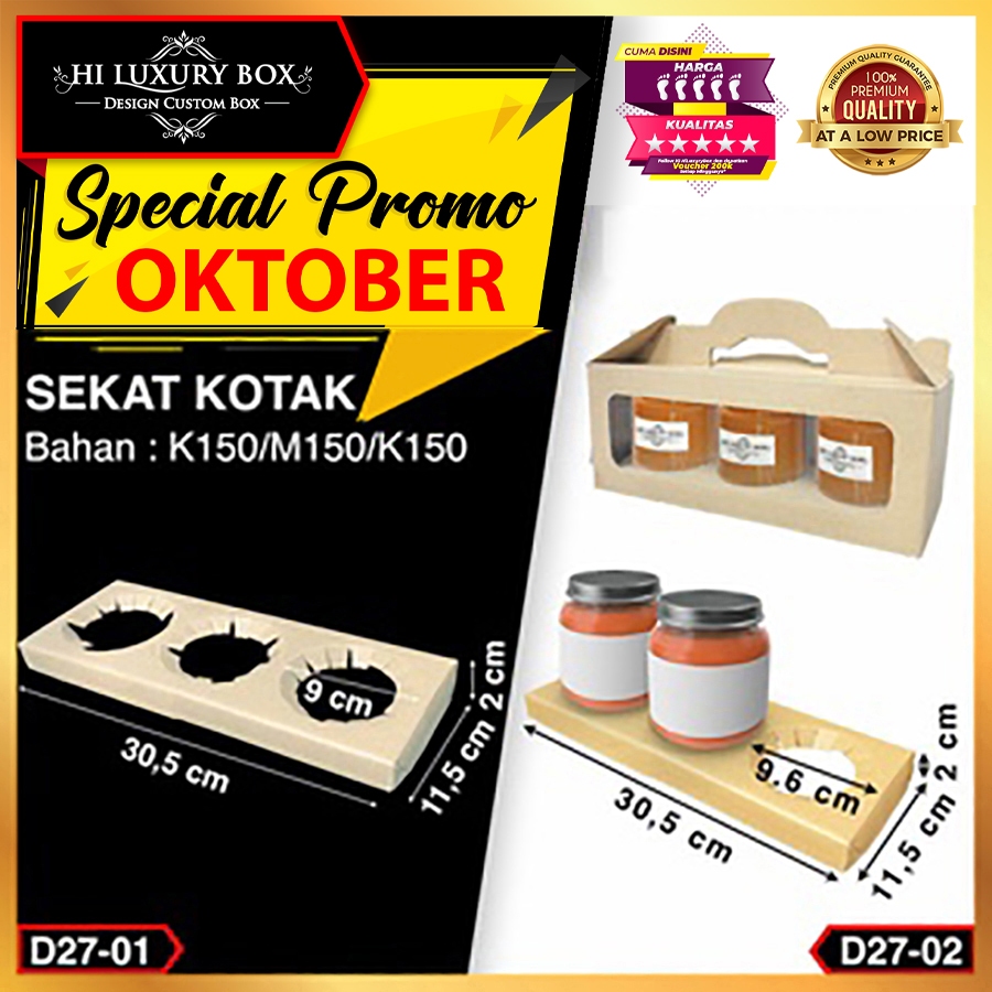 

Dus Lebaran - Box Hampers - Kotak Idul Fitri isi 3 Toples Jar - Ukuran Box 31x12x12 cm - A2-15