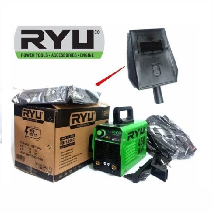 MESIN LAS RYU Mesin 450 W RII120 Trafo Las Listrik Travo Welding Inverter IGBT MMA 450 Watt 120 A Tr