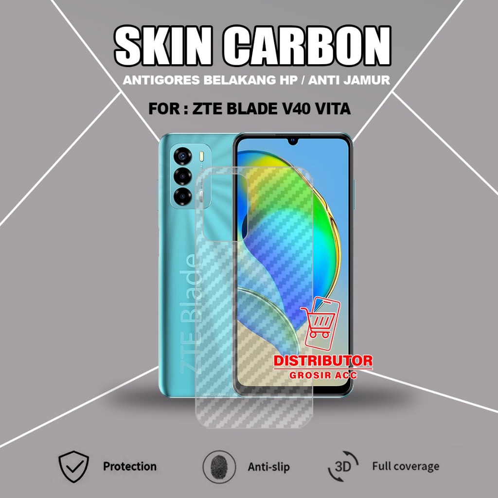 ZTE BLADE V40 VITA SKIN CARBON TRANSPARAN ANTIGORES BELAKANG ZTE BLADE V40 VITA SCB1