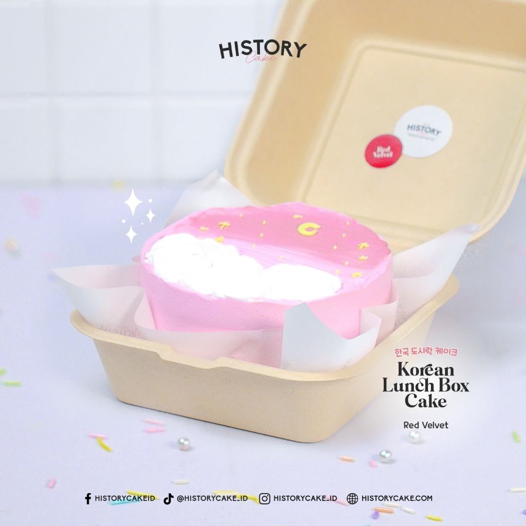 

Kue Ulang Tahun Korea / Lunch Box Cake Rasa Red Velvet - Pink Sky