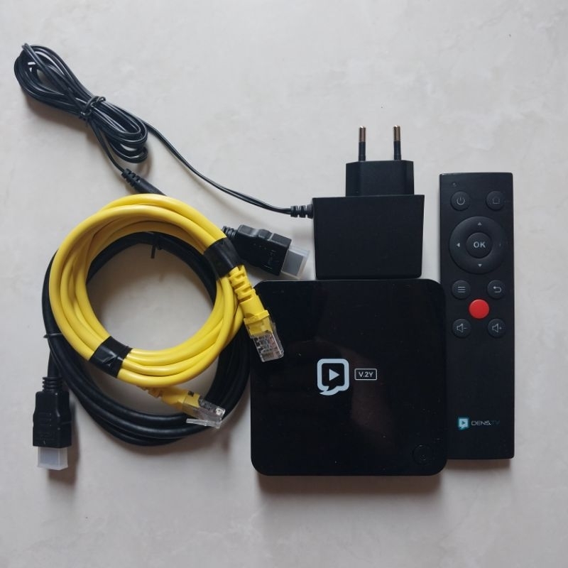 STB android v.2y Denstv full set (Ori) bisa di pakai langsung