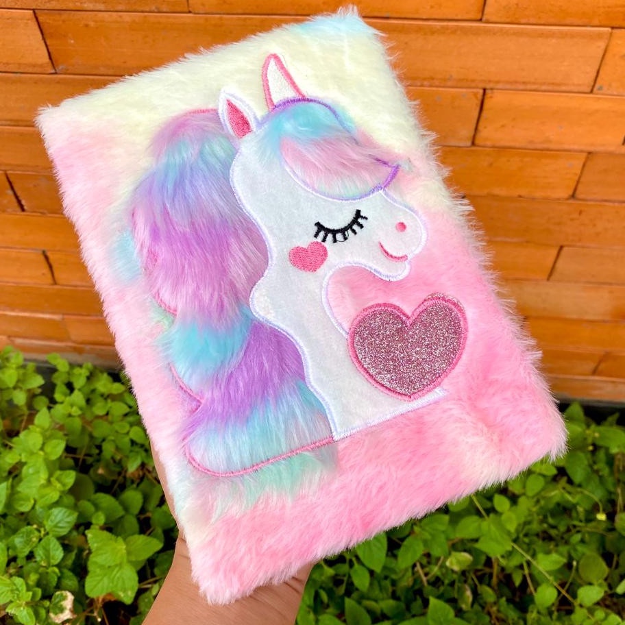 

READY STOCK Notebook Bulu Diary Unicorn Bulu Fur Squishy Buku Tulis Anak Kuda Pony