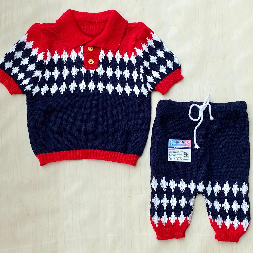 Setelan Rajut Bayi Baru Lahir Setelan Sweater Bayi Newborn Setelan Bayi Baju Pendek + Celana Pendek 