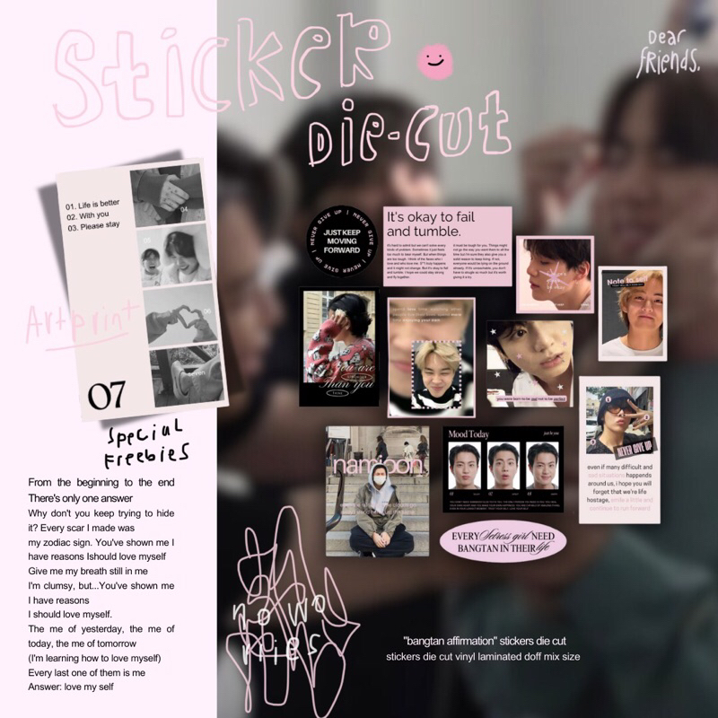 

sticker die cut bangtan bts affirmation - dearfriends_id