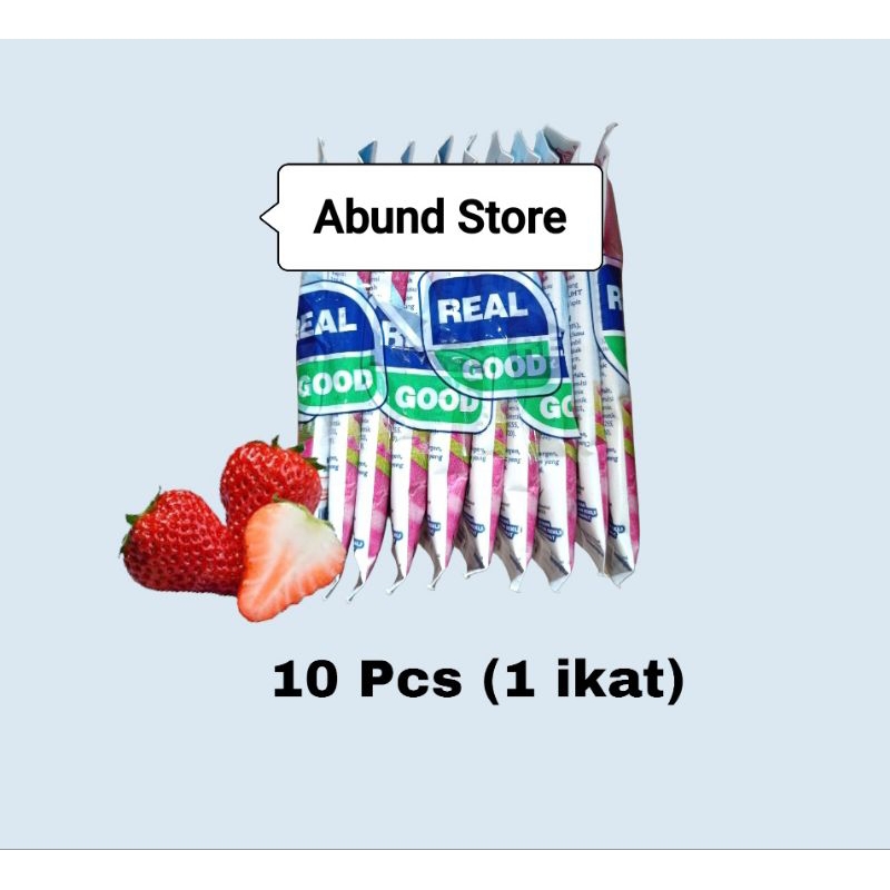 

Real Good 1 ikat Susu UHT isi 10 Pcs Coklat Strawberrry Keju Susu 50 ml Susu Bantal