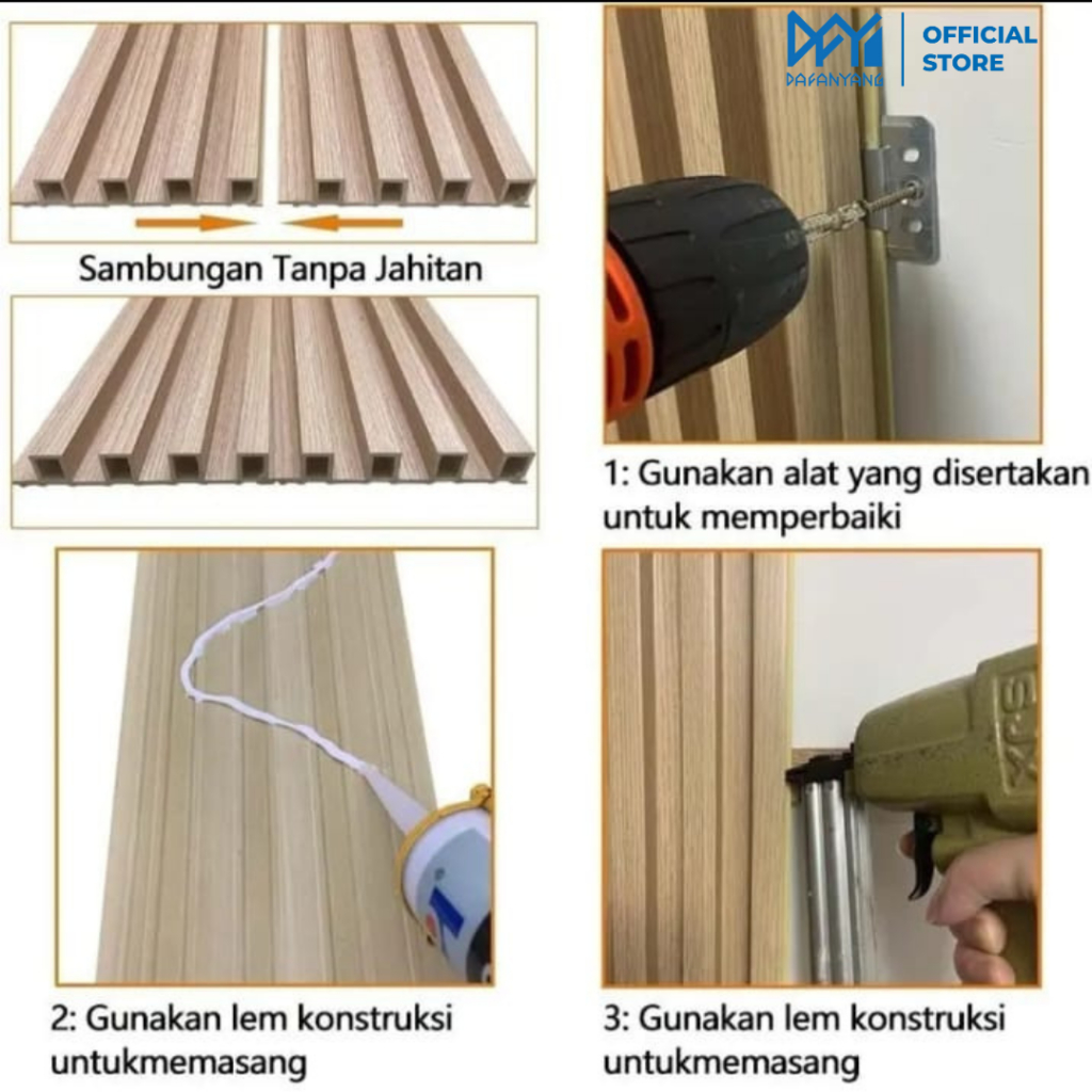 JKLP Golden [3METERX21CM] Wood WPC Wall Panel GW Kualitas Terbaik Dekorasi Dinding Aestetic Anti