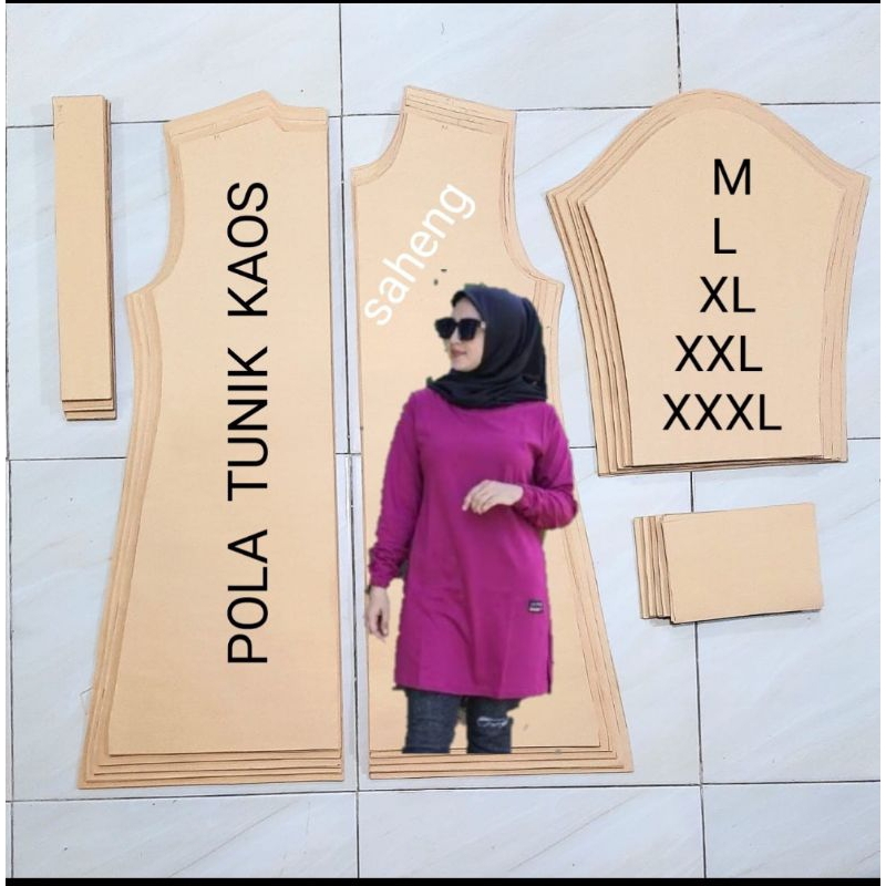 pola TUNIK KAOS DEWASA satu set isi 5 ukuran size M L XL XXL XXXL