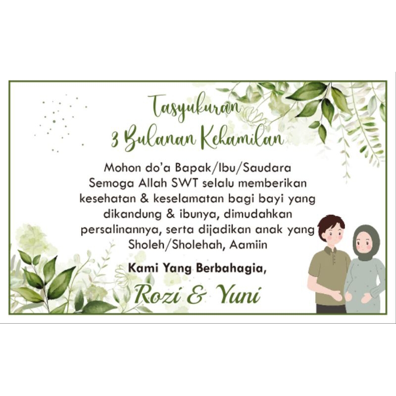 Ucapan Tasyakuran Kehamilan | Kartu Ucapan Tasyakuran | Ucapan Syukuran | Pitonan Telonan | Kartu Uc
