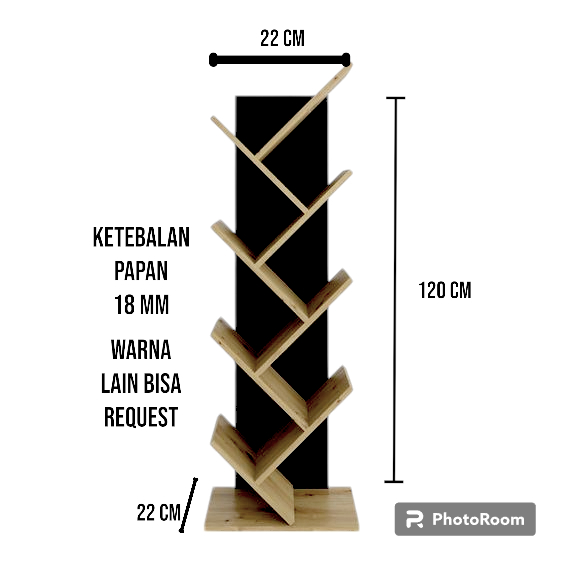 Rak pohon rak buku minimalis
