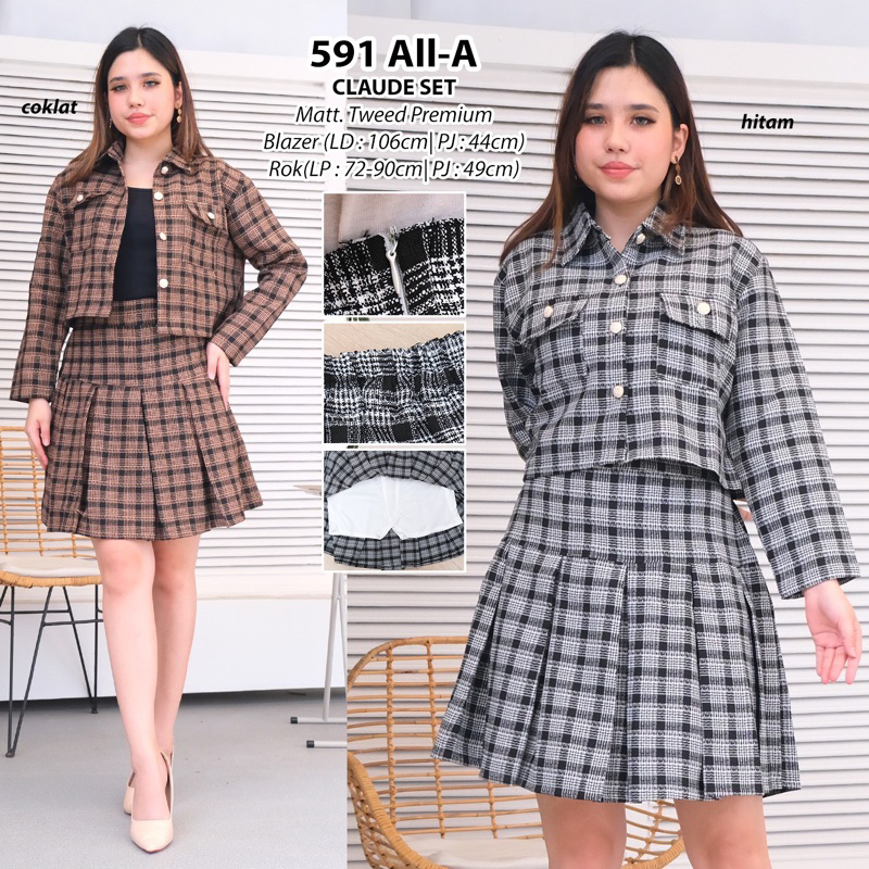 CLAUDE SET BLAZER DAN ROK KOREAN IMPORT