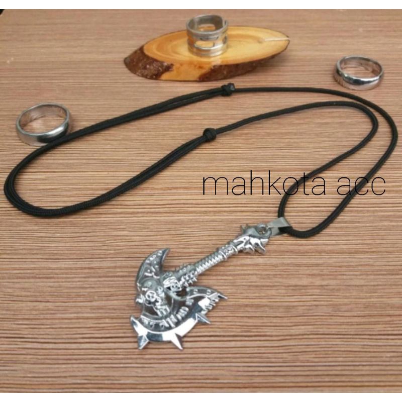 COD||kalung tali hitam bandul kapak sakti kalung tali pendekar gaul keren||kalung pria