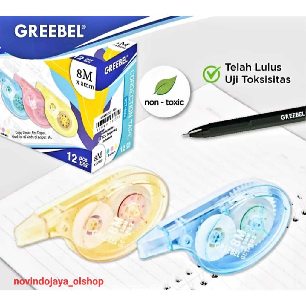 

CORRECTION TAPE TIP EX KERTAS TIP EX ROLL GREEBEL GCT-803 8 METER TERMURAH
