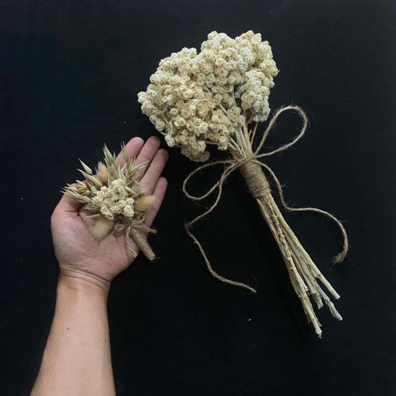 Paket Bundle Buket dan Corsage Bunga Edelweis Bromo Kering Pernikahan