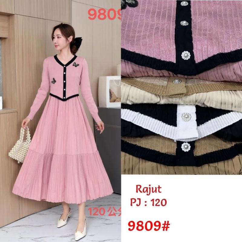 Midi Kombinasi 9809 9101-11 9150-4 9101-12 9101-13 24820-3 24824-5 Fashion Muslim Wanita Motif Denga