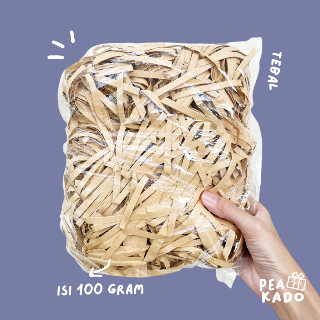 Kertas Cacah Serut Hampers Shredded Paper Coklat 100 gram Potongan Kertas Packing