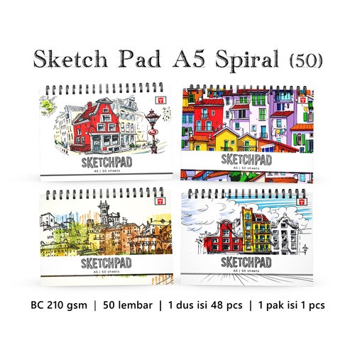 

Buku Sketsa / Sketch Pad A5 Tiara spiral 50 Lembar