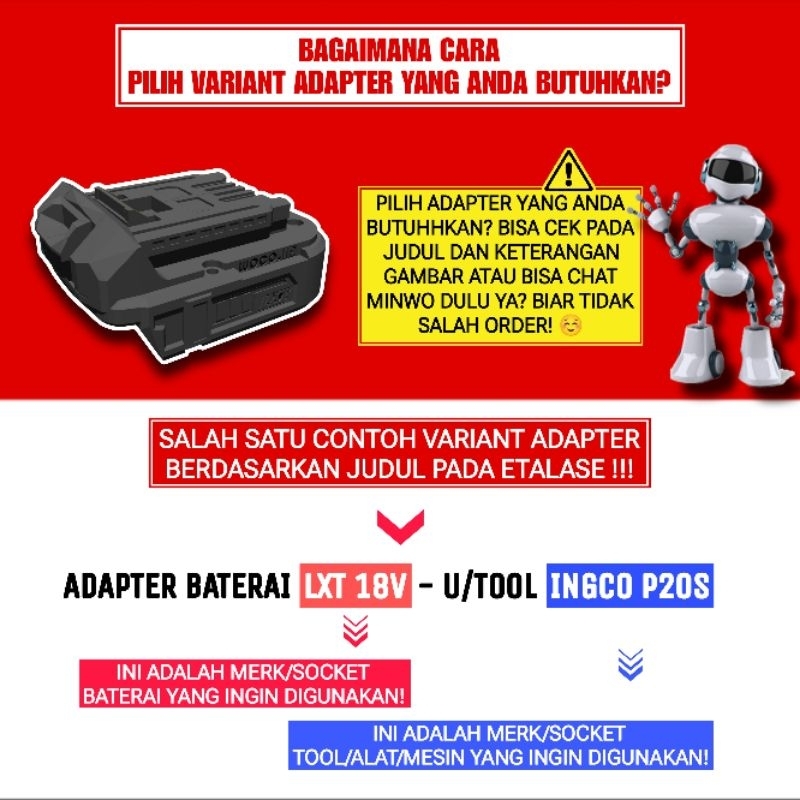Adapter Baterai Dewalt 18/20V - U/Tool CXT 12V (Makita), 3DPrint ABS