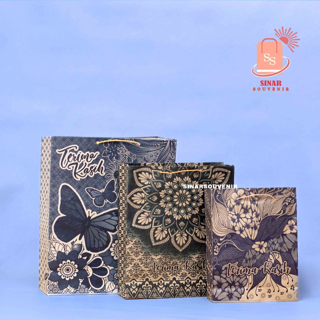 

Paper Bag Batik Gift Bags Souvenir Snack Arisan Hajatan Birthday Wedding Handle Tali Kertas