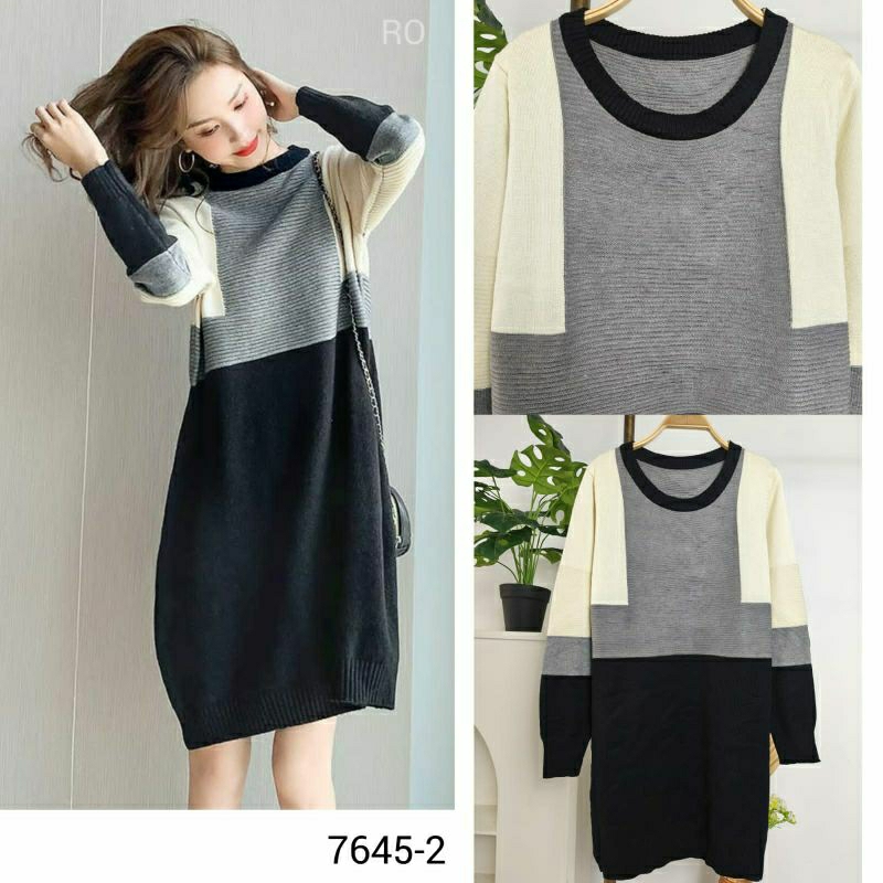 Gaudi Rajut Tunik, tunik bahan rajut import fit to XXL ld 104-120 termurah terlaris kekinian ootd ca