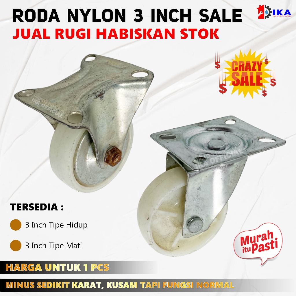 roda karet 3 inchi 1pcs roda rem hidup mati 3 inchi roda etalase roda troli / Roda Kastor Plate Pvc 