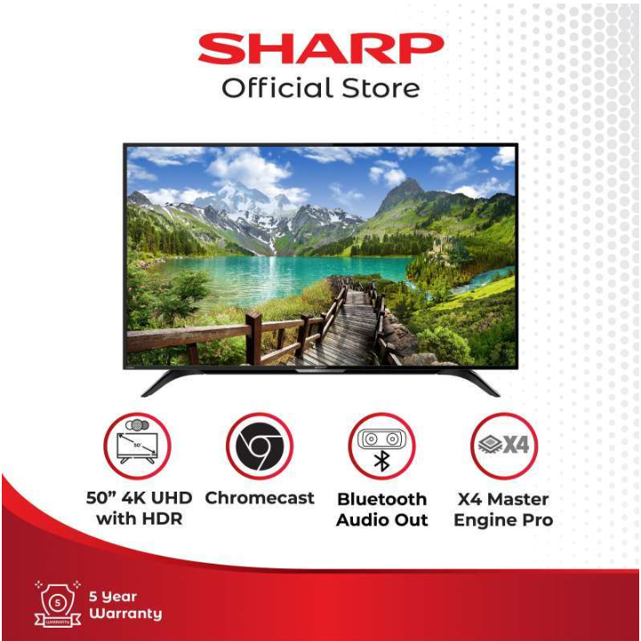 SHARP 4T-C50DK1I AQUOS Smart LED TV Android 4K With HDR [50 Inch]