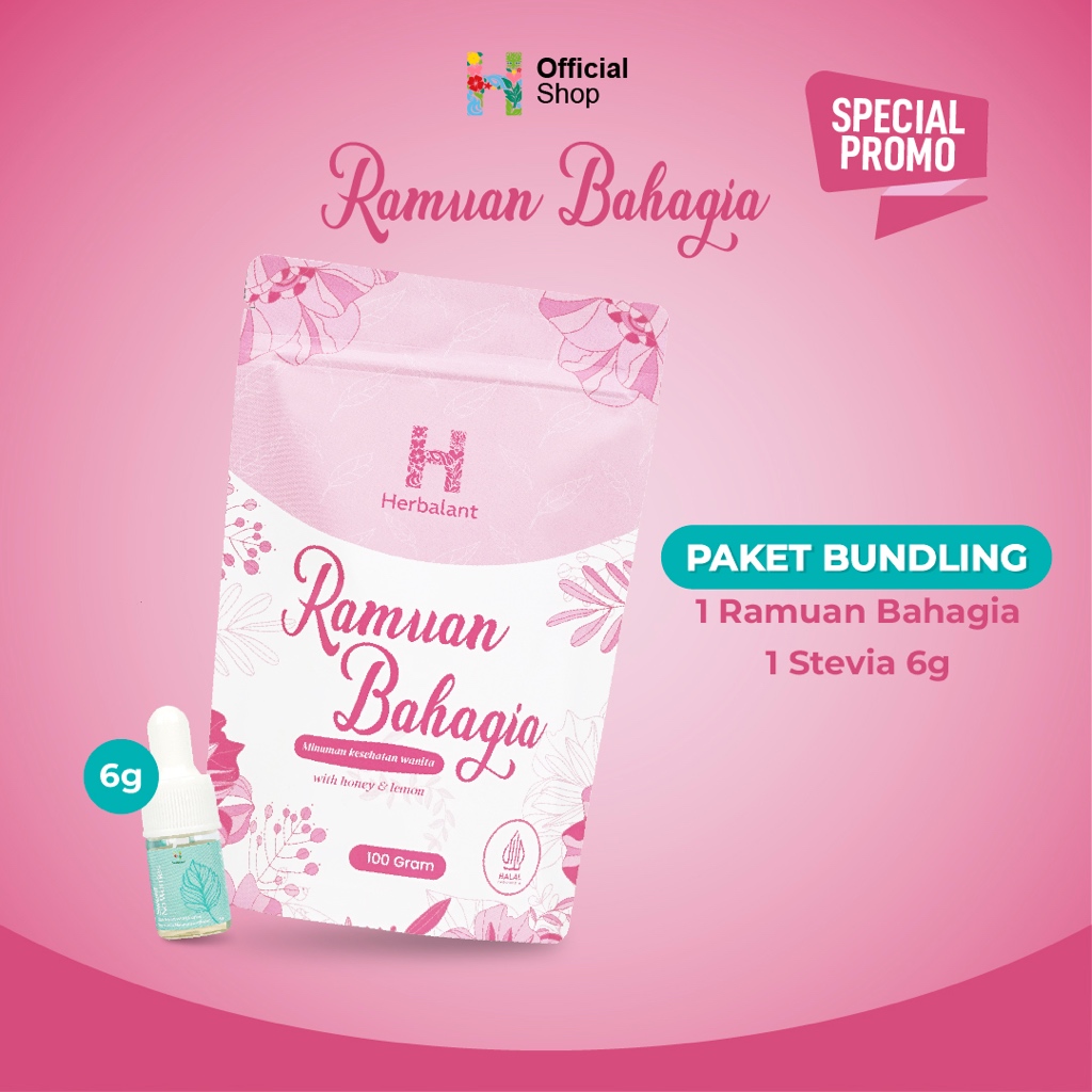 

Herbalant [Ramuan Bahagia + Stevia Sweet No Worries 6gr] Rimpang Ramcin JSR Terlambat Haid & Gerd