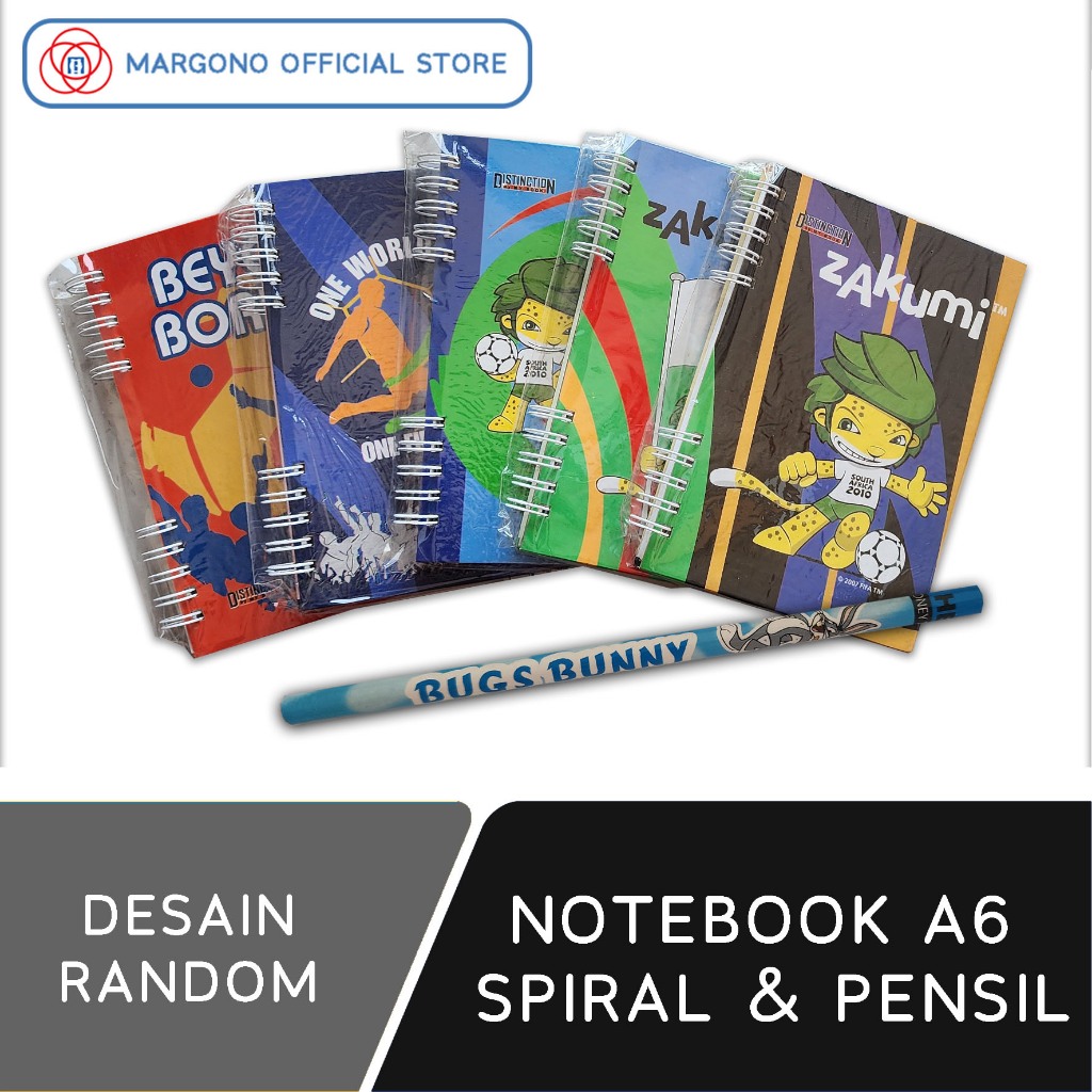 

[GIFT] 1 Buah Pensil HB Bugs Bunny dan 1 Buku Notebook Spiral A6 Official Fifa Word Cup South Africa (Random)