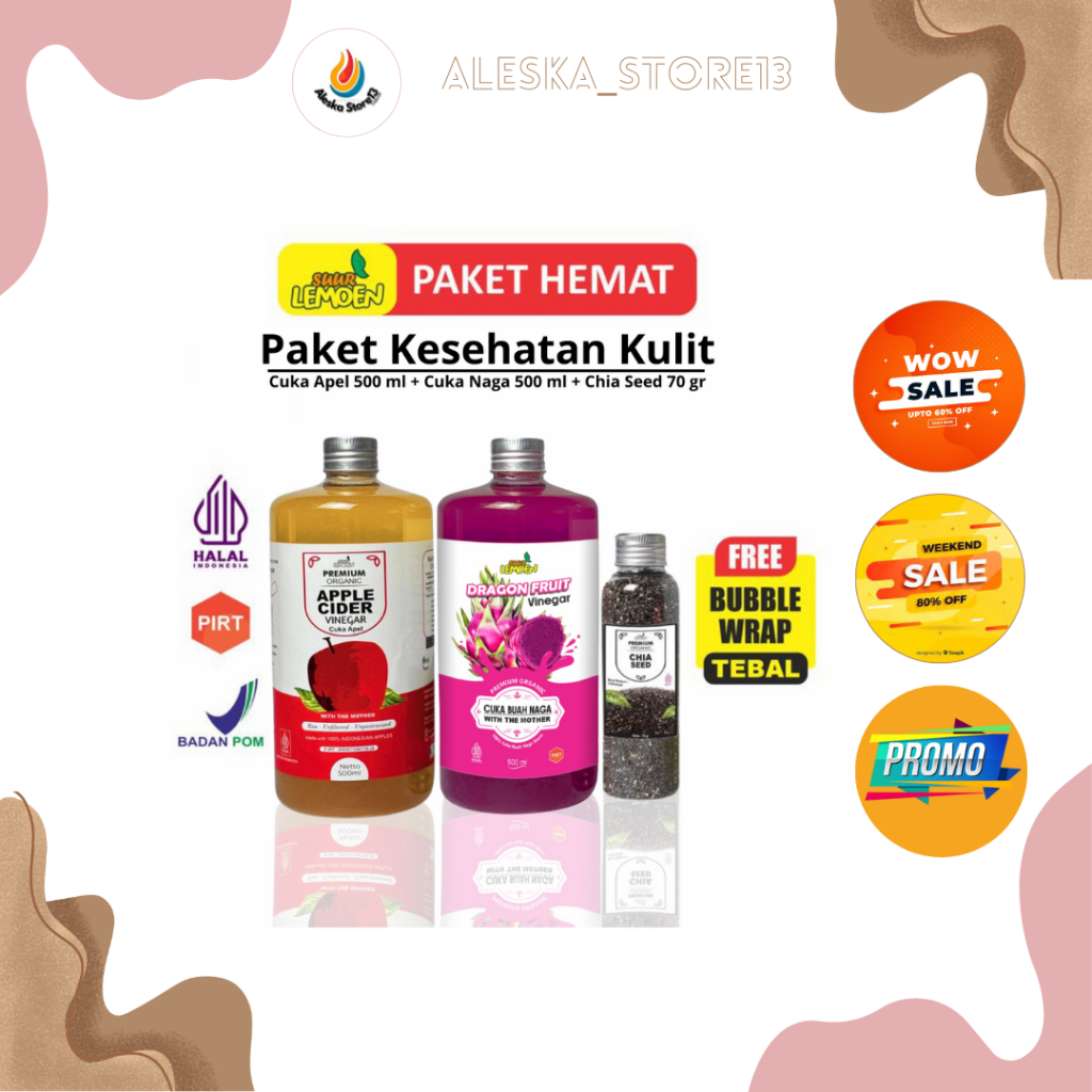 

Paket Best Seller Paket Diet Sehat 3in1 - Cuka Apel 500ml, Cuka Naga 500ml, dan Chia Seed 70gr - By Aleska store