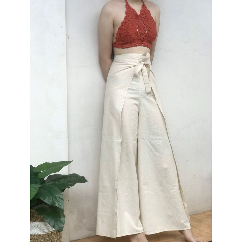 [TROPICA SUMMER] - Linen Palazo Pant Kulot Wrap Pantai Bali