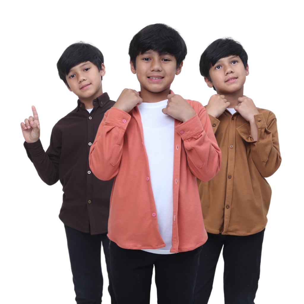 KIDDEN Baju Kemeja Katun Pique Anak Laki Laki Atasan Pria Wanita Kids Remaja Keren 3-14 Tahun