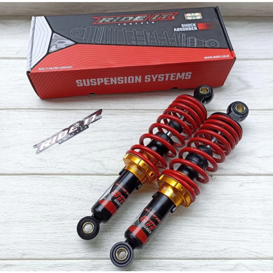 Cunciki5 - Shock Belakang Ride It 811 Bebek 280Mm 320Mm 340Mm Merah & Hitam Non Tabung