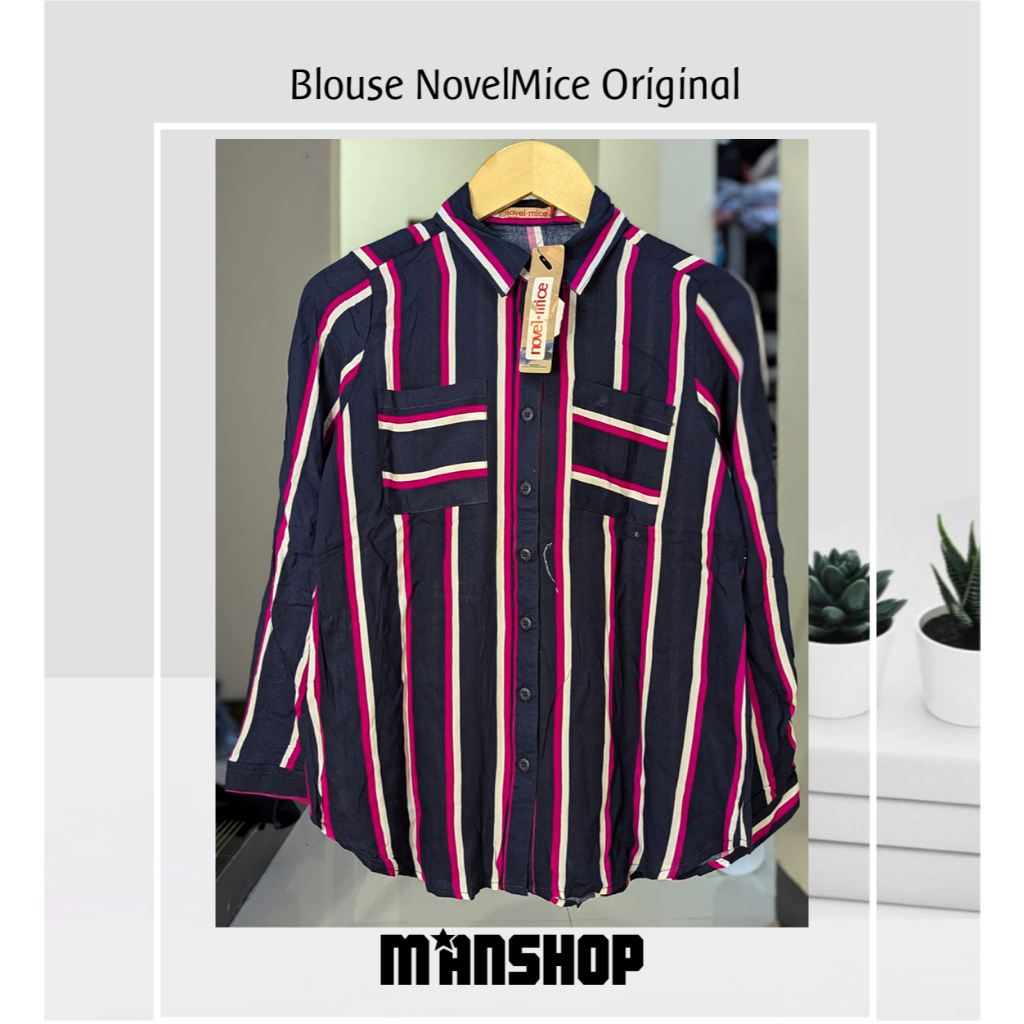 NovelMice Kemeja Blouse Novel Mice Atasan Wanita Original