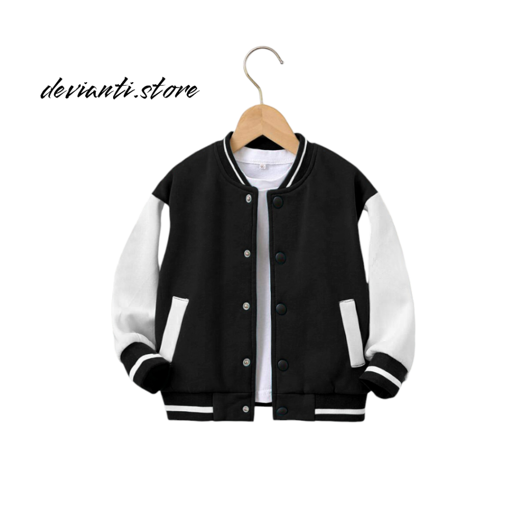 ￼Jaket Varsity polos /Jaket  polos /Jaket Anak Baseball Umur 2 - 12 Tahun/Jaket Varsity Baseball Ana