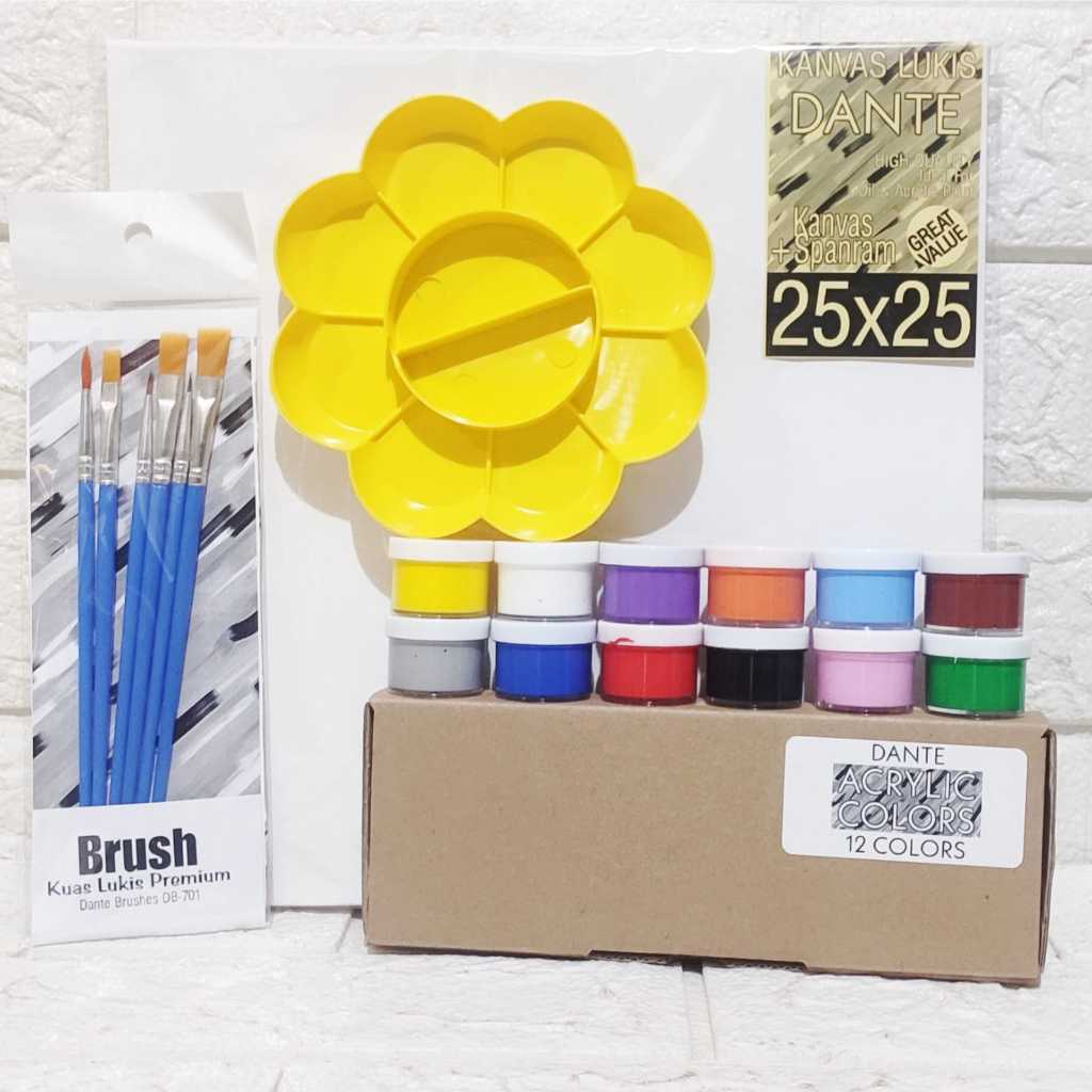 

Dante - PAKET MELUKIS 4in1 SET Kanvas 25x25 Kuas Palet