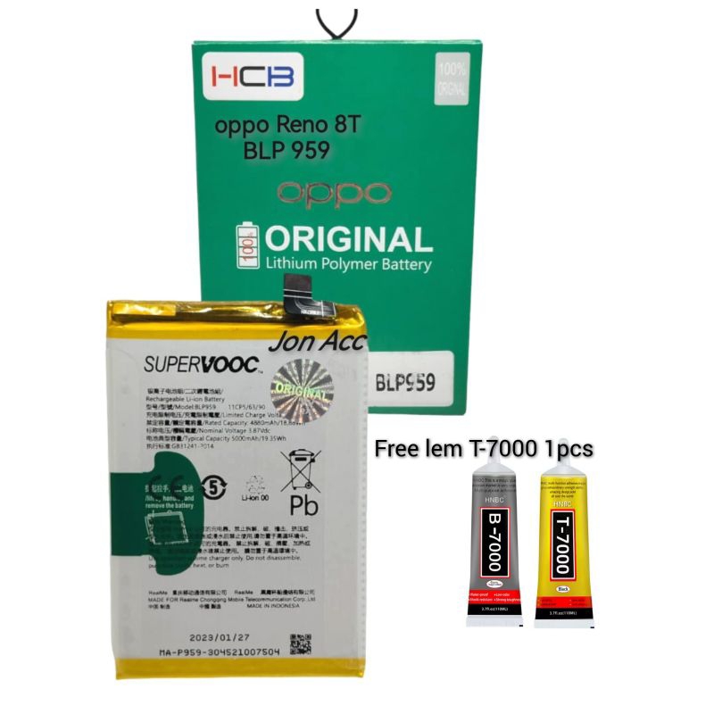 Baterai Batre Opo Reno 8T / Reno 8T BLP959 Original Battery