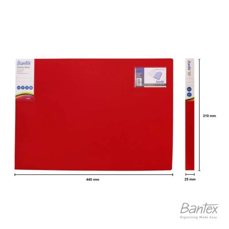 

BANTEX 20 SHEET DISPLAY BOOK / CLEAR HOLDER A3 LANDSCAPE 3164 RED (PCS)