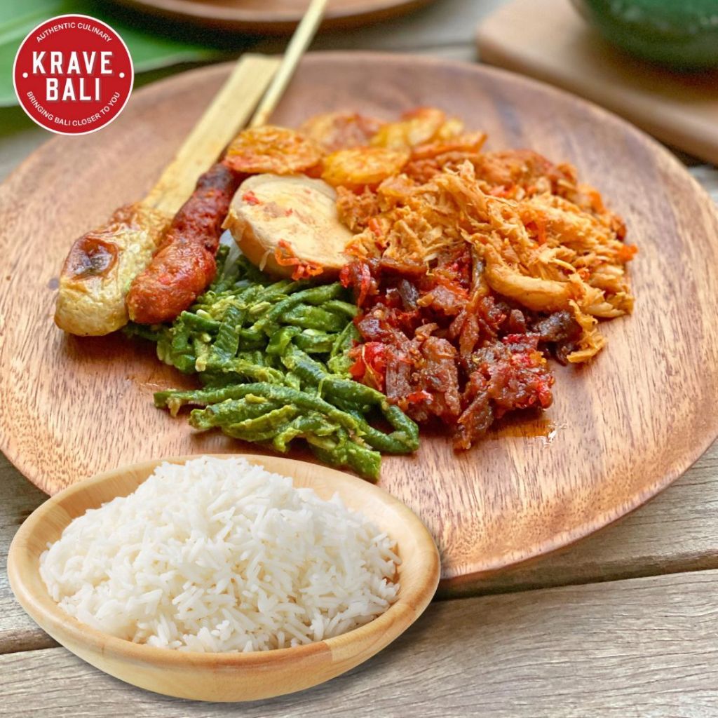 

KRAVE BALI Nasi Ayam Campur Warung Wardani 180 Gram - Makanan Khas Bali Asli - Ready To Eat