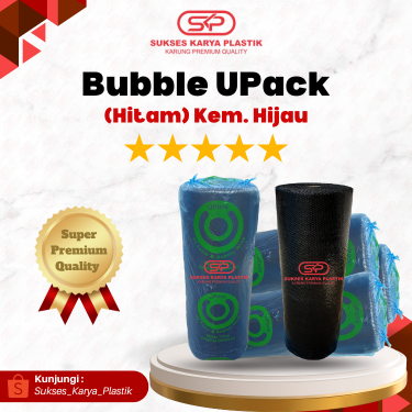 

PLASTIK BUBBLE WRAP ROLL 50 METER HITAM MEREK UPACK KEMASAN HIJAU