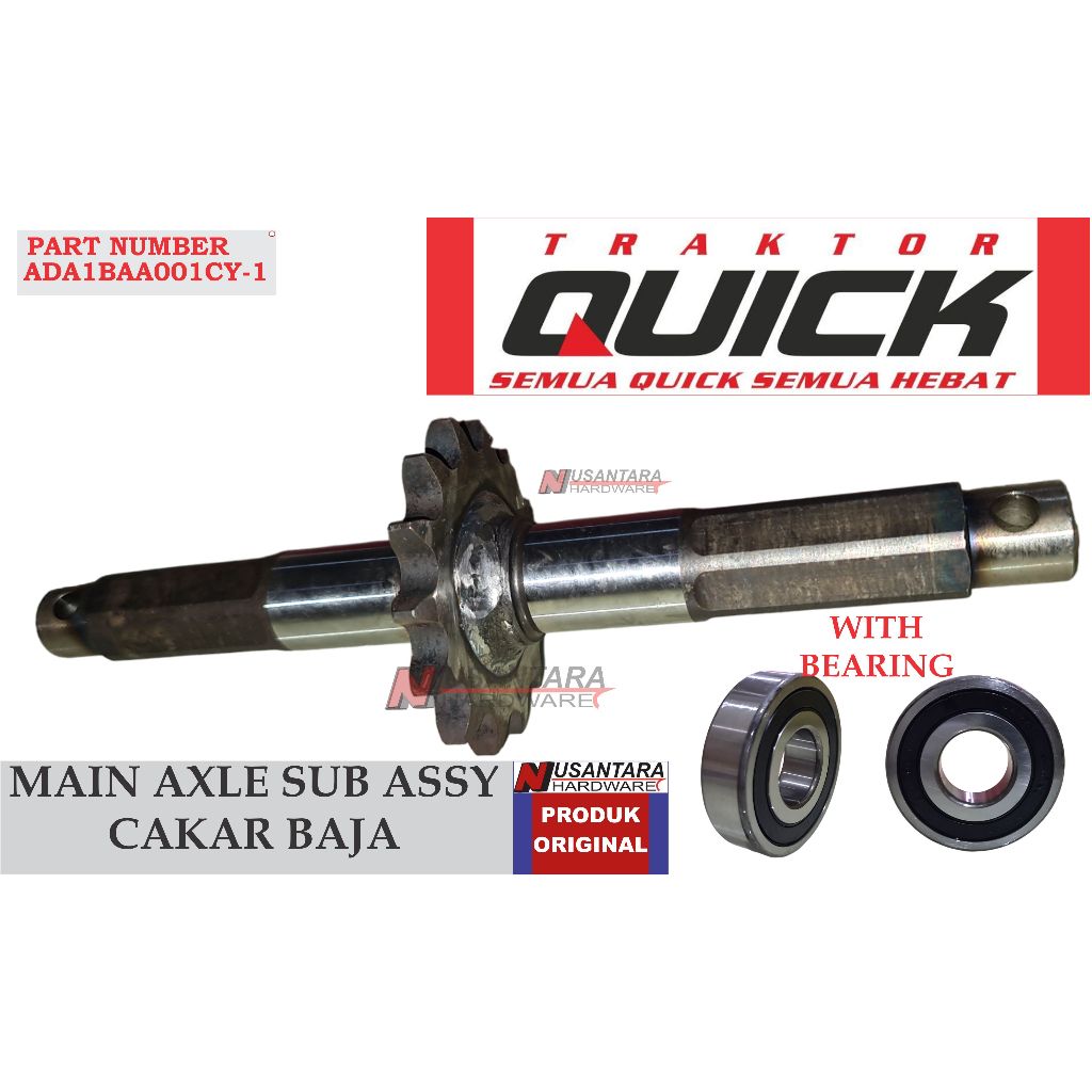 main axle sub assy cakar baja quick,as roda cultivator quick,as roda traktor kering quick