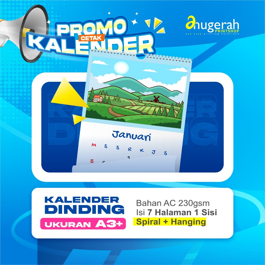 

Kalender Dinding Tahun Baru Hanger + Spiral Kawat 7 Lbr Art Carton Custom - Kalender Murah - Cetak Kalender Tema Formal - Kalender Dinding Tahunan Custom A3+