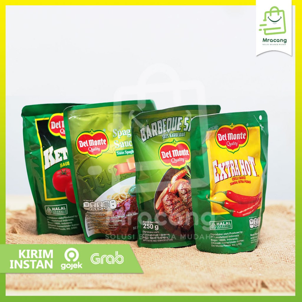 

Delmonte Saus Sambal dan Saus Tomat / Delmonte Extra Hot Chilli Sauce / Delmonte Ketchup / Delmonte BBQ / Delmonte Lada Hitam / Delmonte Sphageti