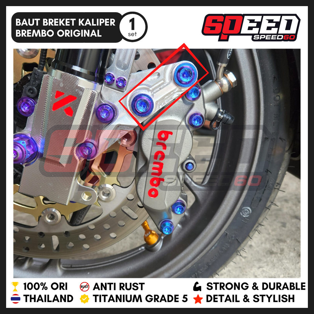 Titanium Probolt Baut Breket Kaliper Brembo Original Grade 5 King Nut