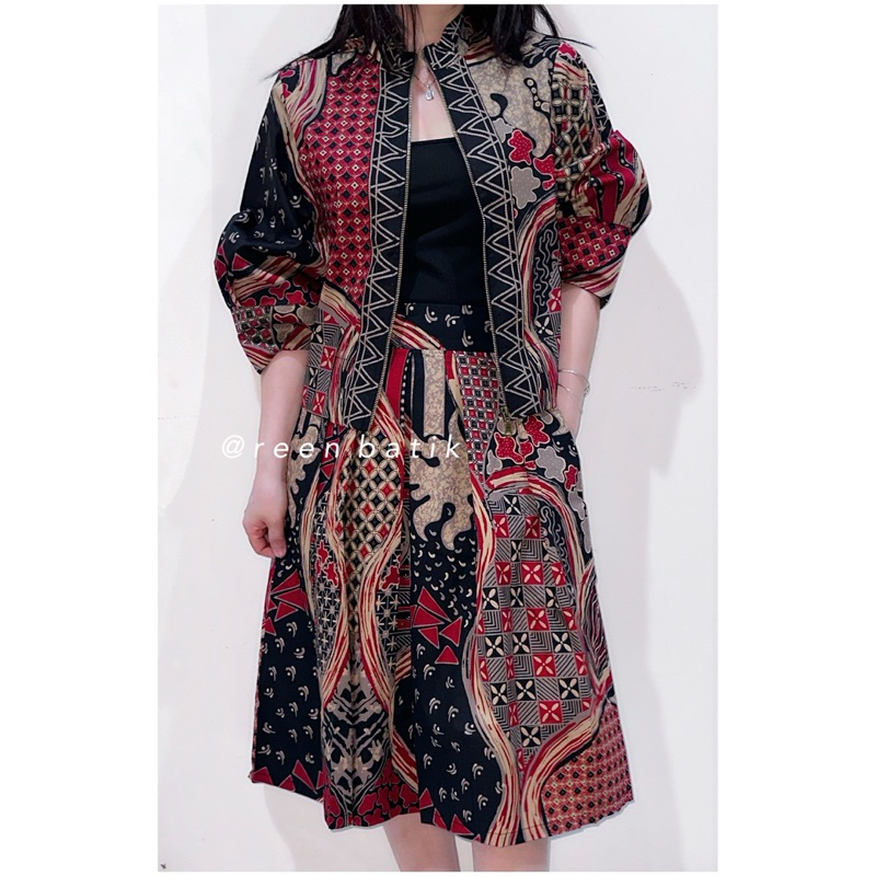 Setelan Rok Batik Wanita / Setelan Batik Kantor / Batik One Set / , Bo Mi Set#