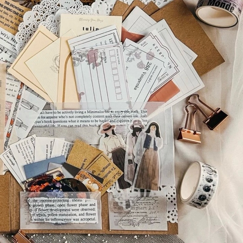 

klm [B773] Journal Kit 76pcs Journaling Kit Vintage Bujo Journaling Vintage Ephemera Scrapbook