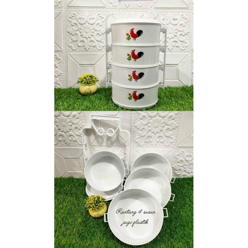 rantang 4 susun plastik motif ayam jago