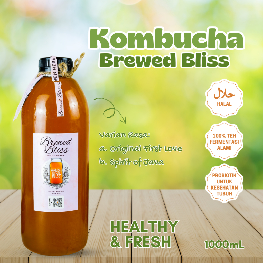 

Kombucha 1000mL Botol Plastik by Kombucha Brewed Bliss