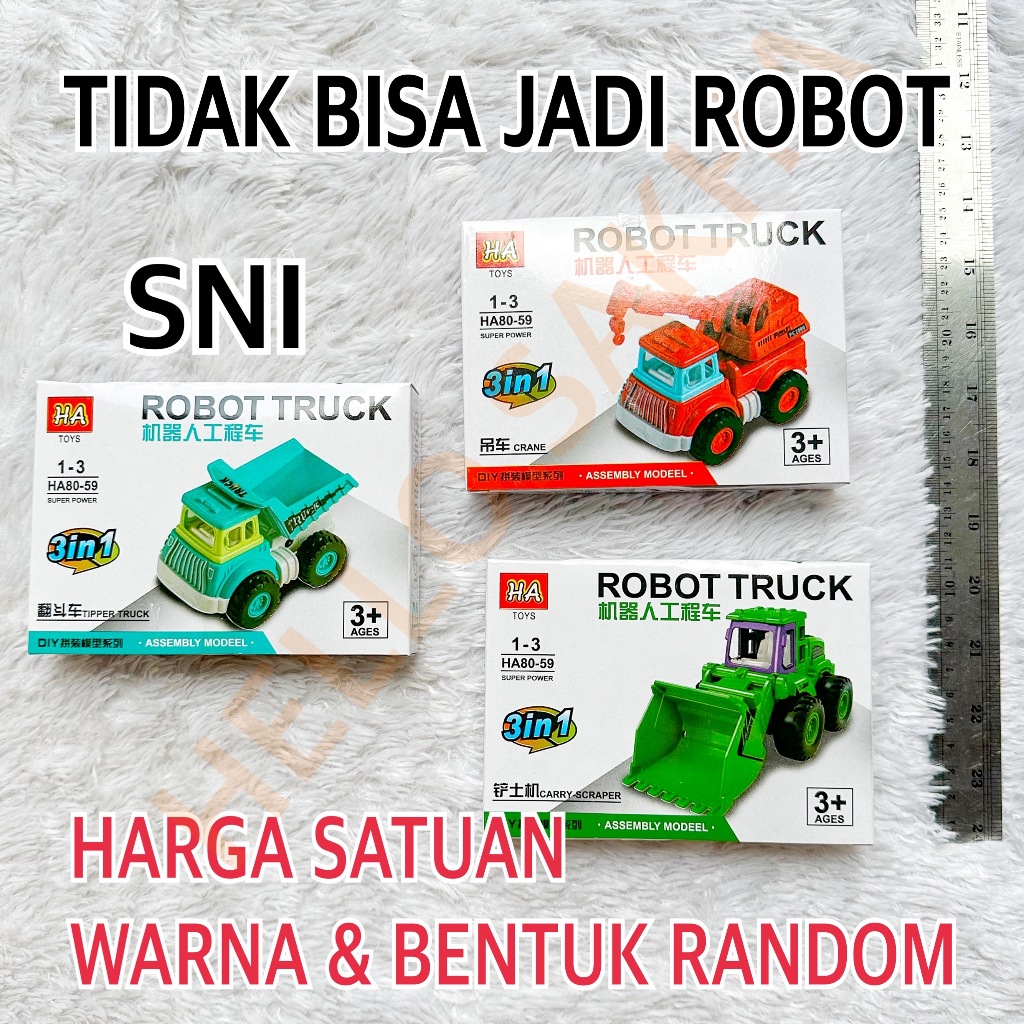 MAINAN HA80-59 HA TOYS ROBOT TRUCK BONGKAR PASANG BALOK DIY BOX KOTAK SUSUN TRUK CONSTRUCTION KONSTR