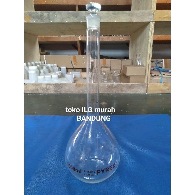 labu ukur 1000ml pyrex tutup glass