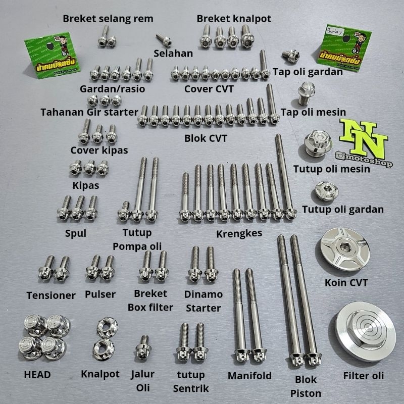 full baut mesin MIO SPORTY SMILE probolt stainless COMPAYU thailand
