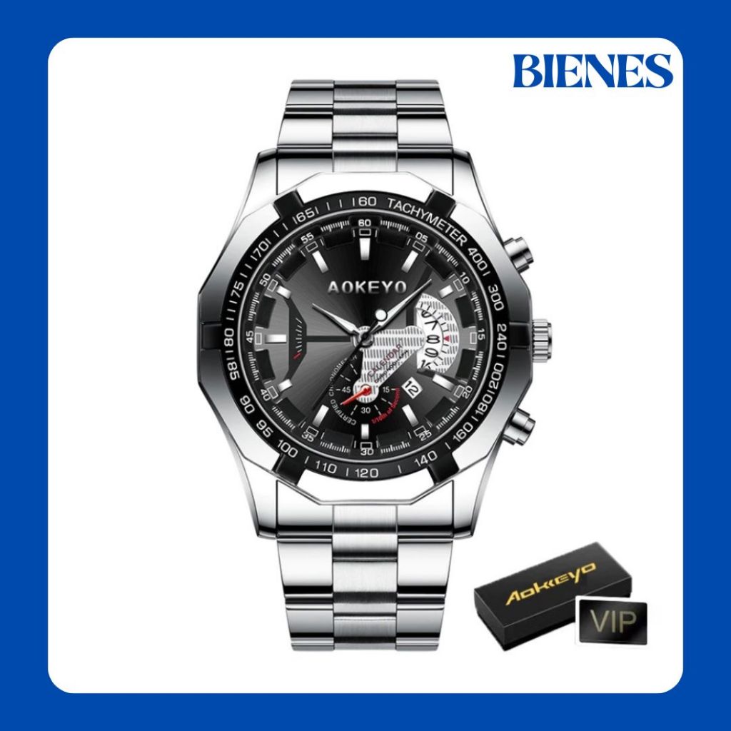AOKEYO X BIENESSTUFF S001 JAM TANGAN LUXURY STAINLESS STEEL ANTI GORES DAN TAHAN BANTING